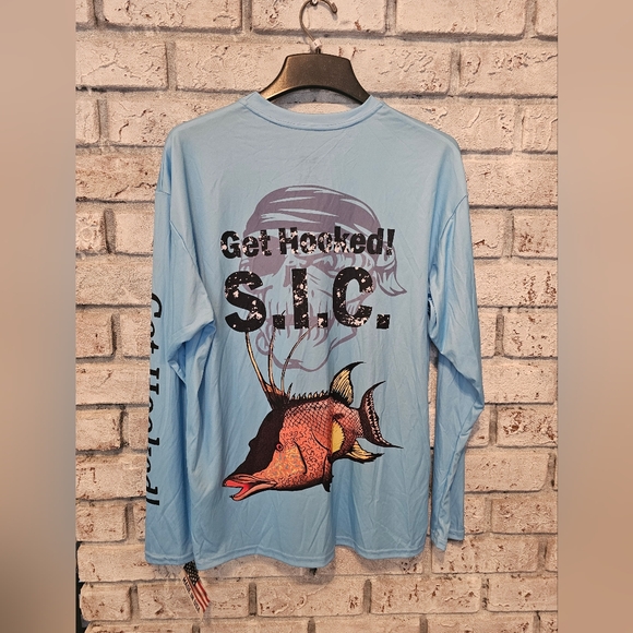 GET HOOKED S.I.C. HOGFISH L/S NEPTUNE BLUE NEW WITH TAGS Made in the USA - Picture 4 of 7